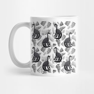 Modern Dinosaur Pattern - Black & White Mug